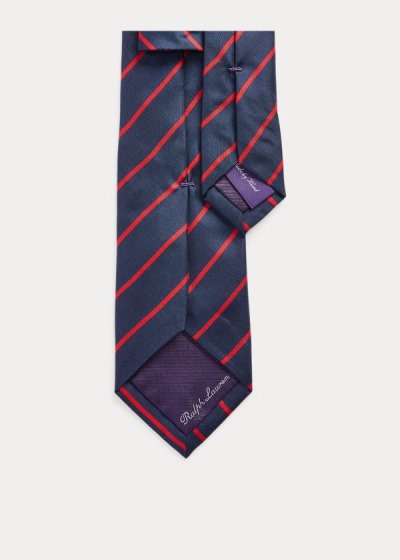 Corbatas Ralph Lauren Hombre Azul Marino / Rojos - Striped Silk Habutai - NUMDV0543